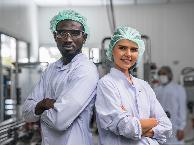 Students working at food plant